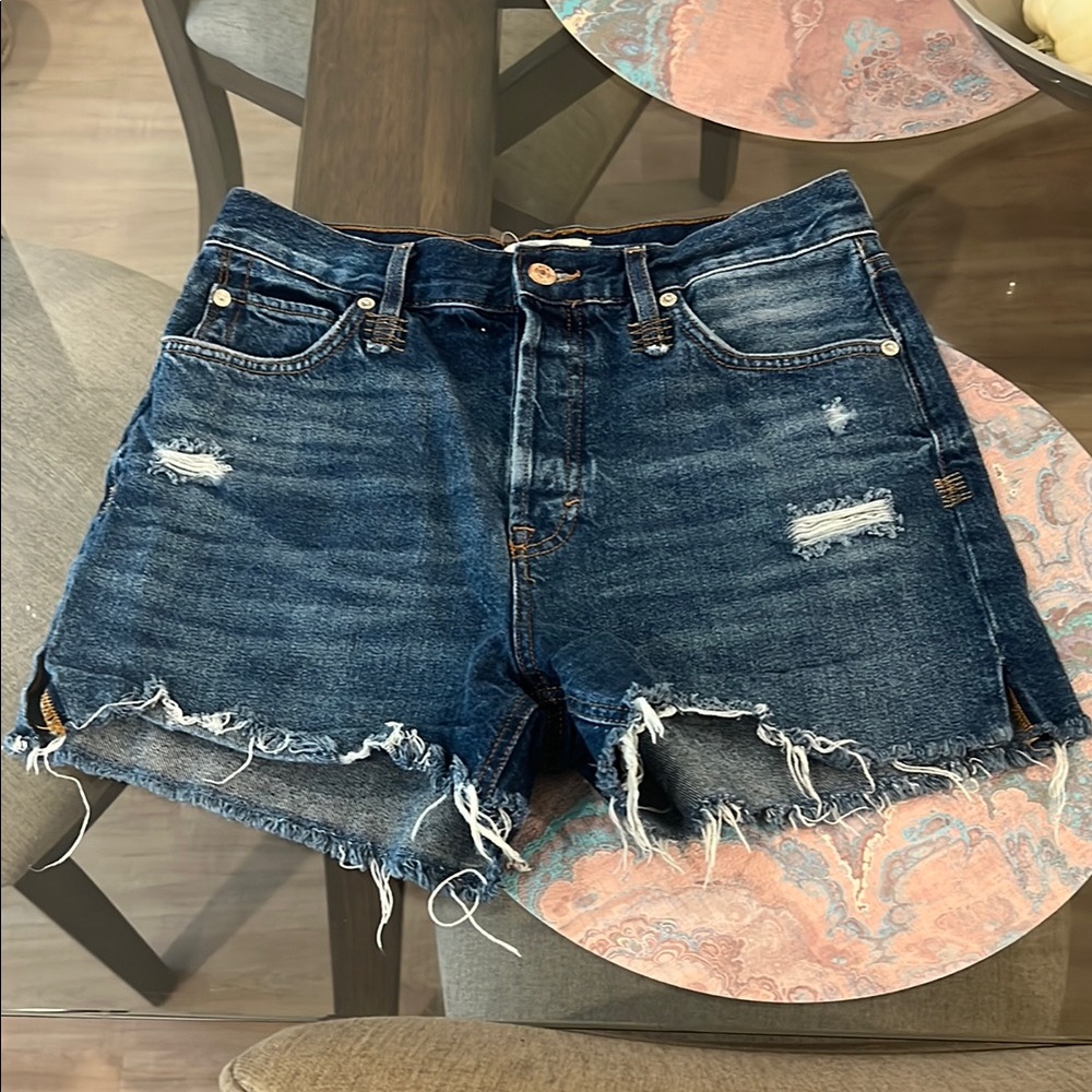 Free People Makai Distressed Blue Denim Shorts - Size 29